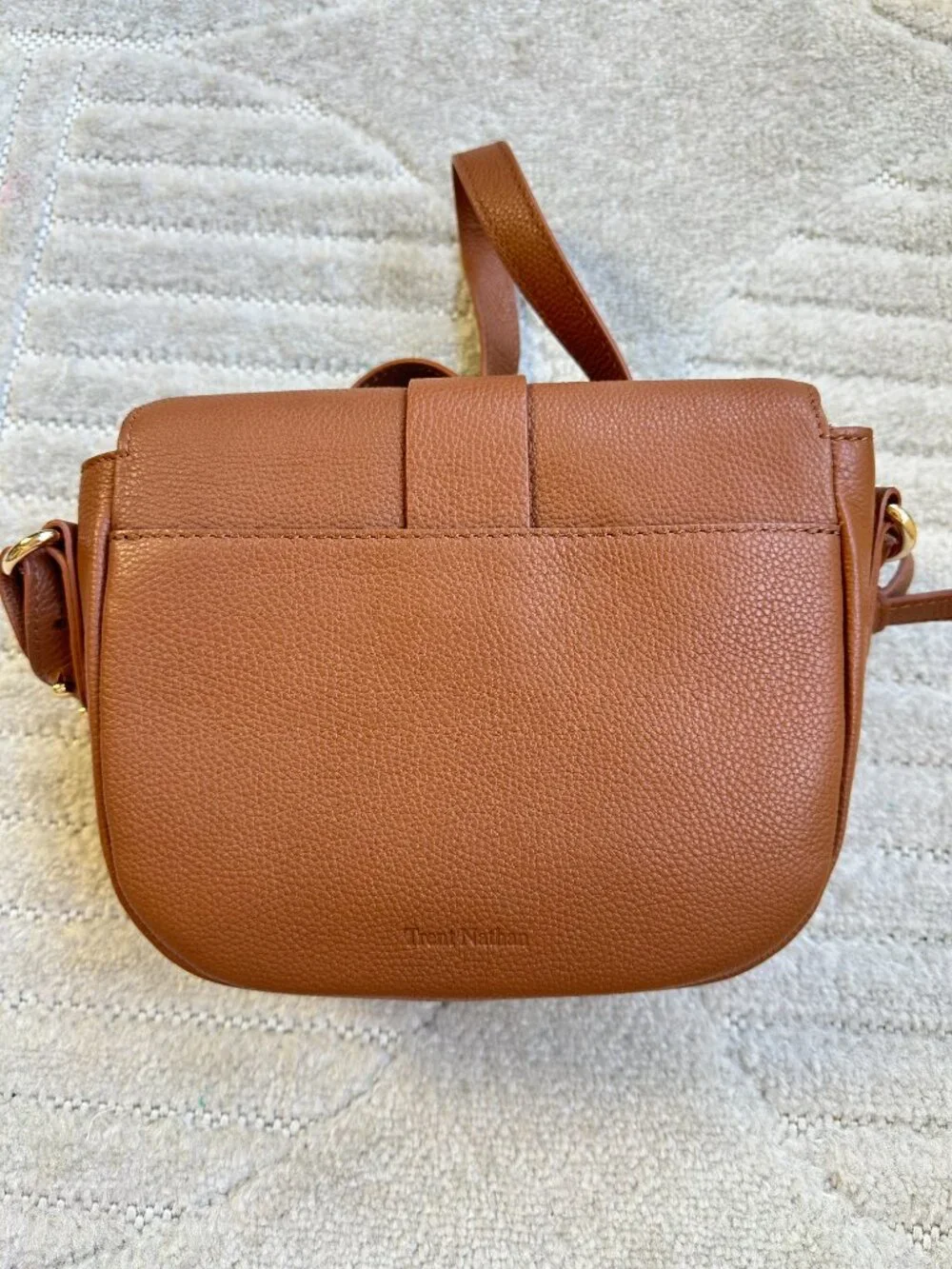 Trent Nathan Violetta Genuine Leather Tan Crossbody Saddle Bag